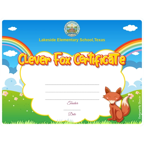 Clever Fox Classroom Award Certificate